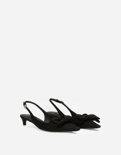 Satin slingbacks with bow detail
