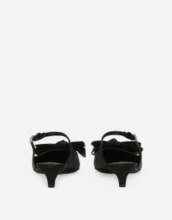 Satin slingbacks with bow detail