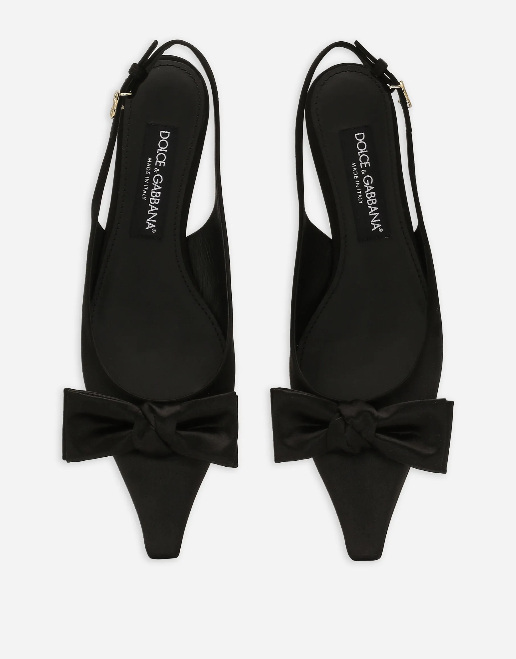 Satin slingbacks with bow detail