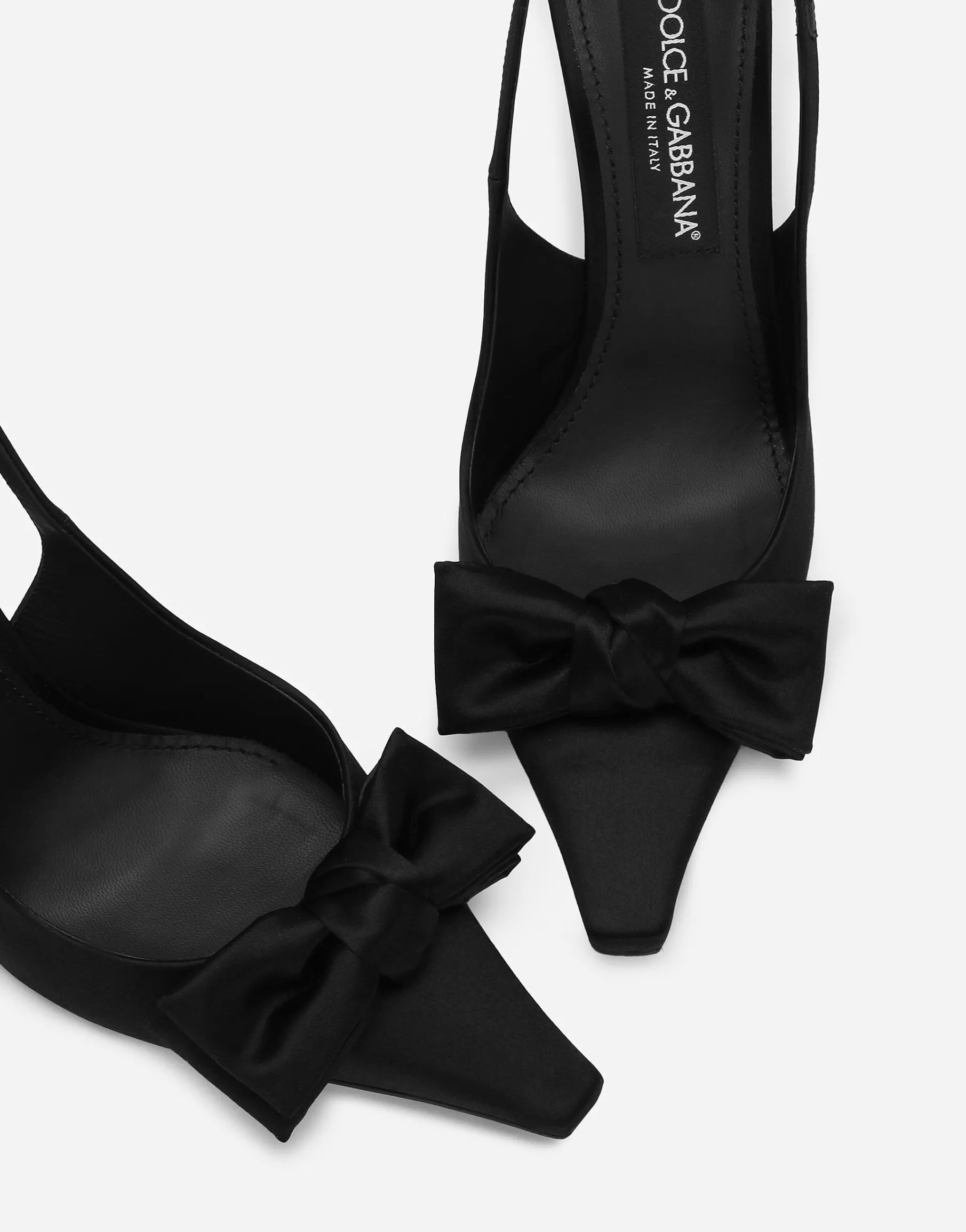 Satin slingbacks with bow detail