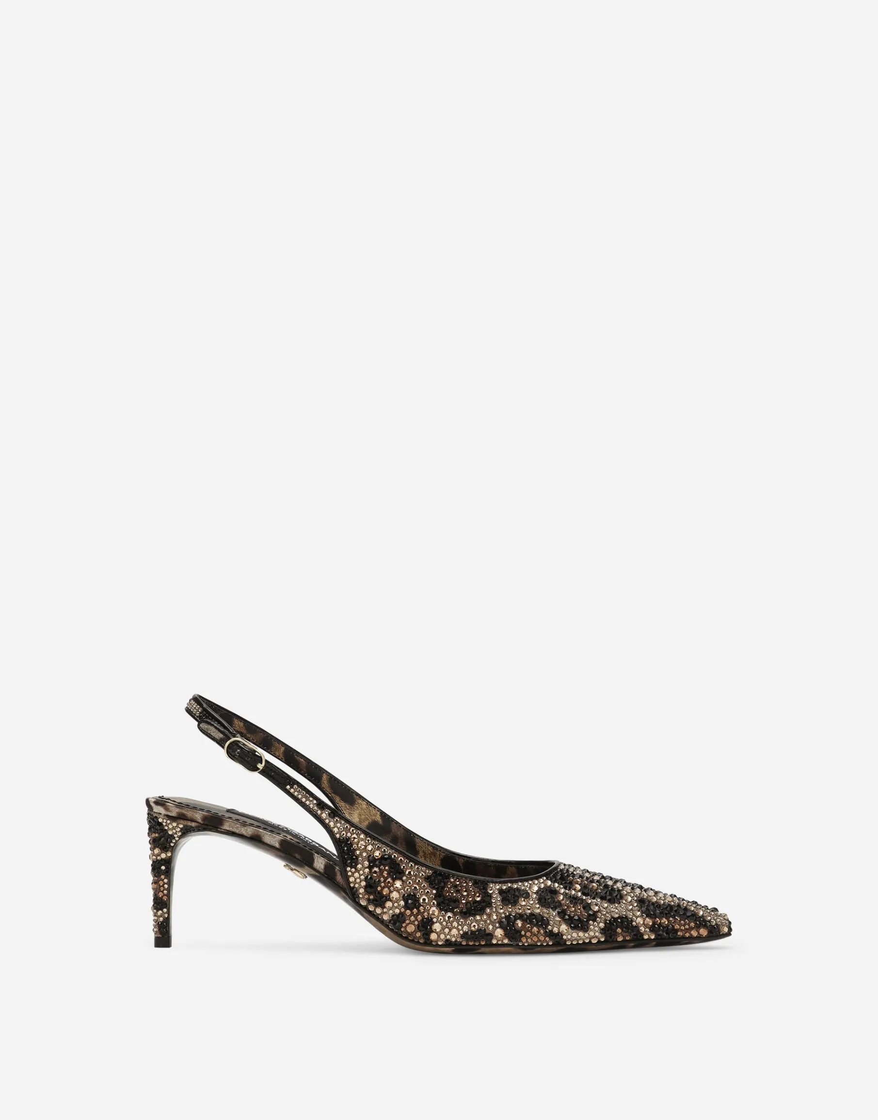 Satin slingbacks with fusible rhinestones