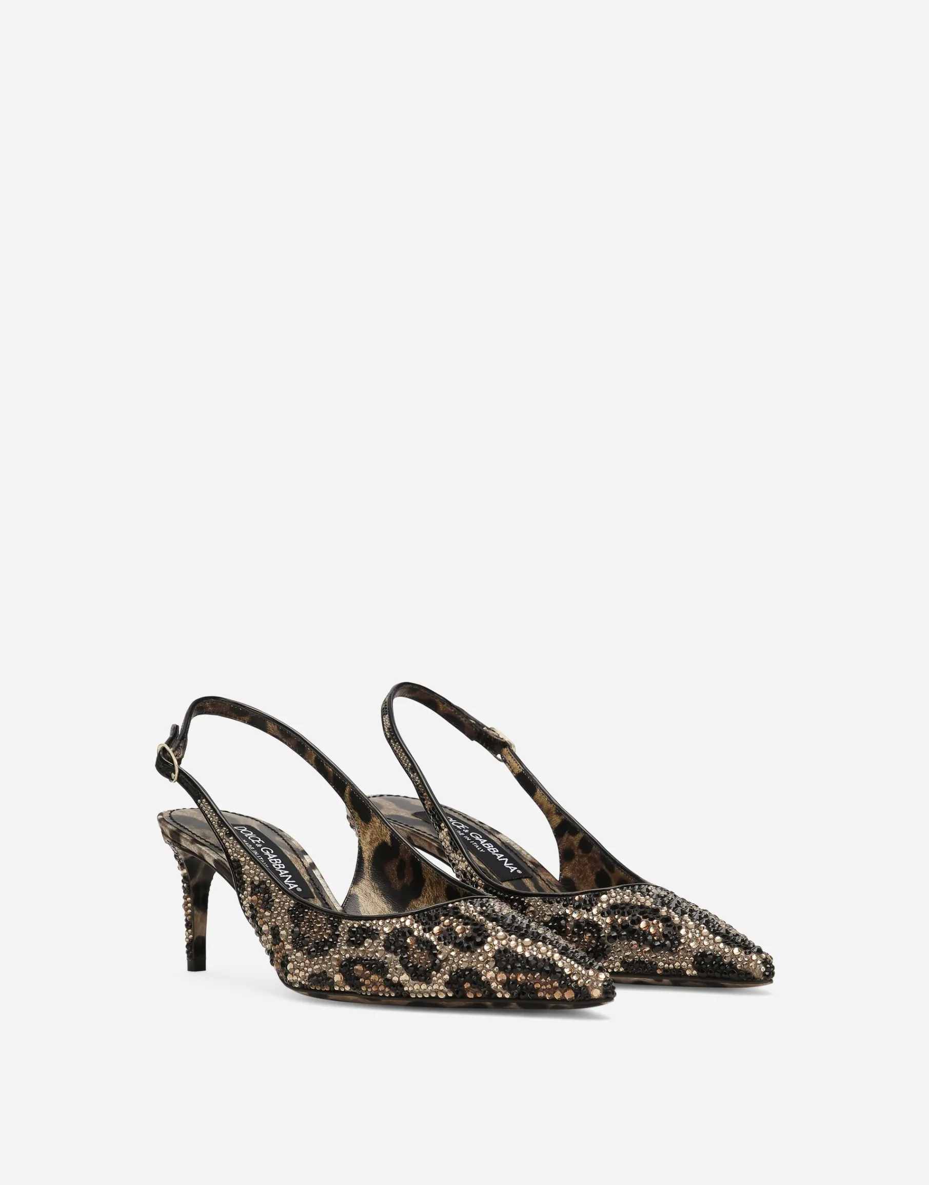 Satin slingbacks with fusible rhinestones