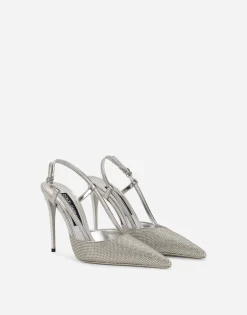 Satin slingbacks with fusible rhinestones