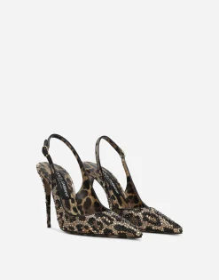 Satin slingbacks with fusible rhinestones