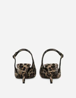 Satin slingbacks with fusible rhinestones