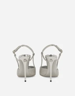 Satin slingbacks with fusible rhinestones