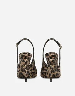 Satin slingbacks with fusible rhinestones