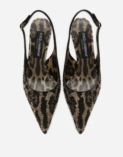 Satin slingbacks with fusible rhinestones