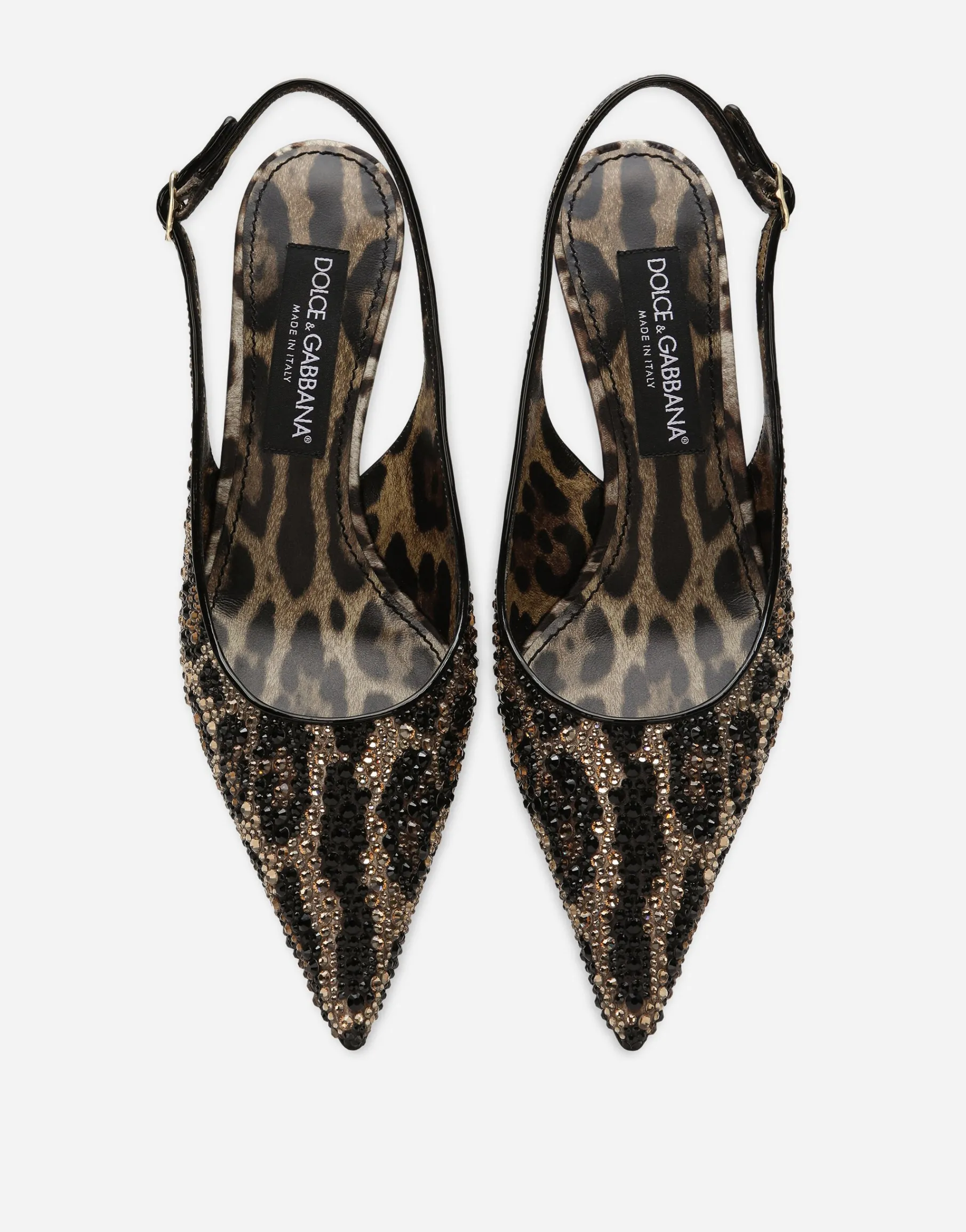 Satin slingbacks with fusible rhinestones