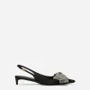 Satin slingbacks with rhinestone embellishment