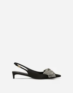 Satin slingbacks with rhinestone embellishment