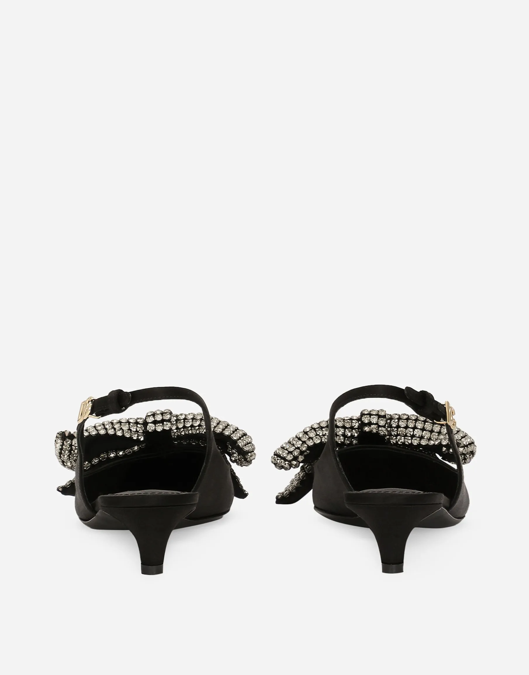 Satin slingbacks with rhinestone embellishment