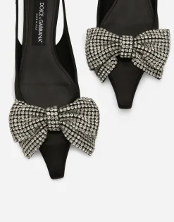Satin slingbacks with rhinestone embellishment