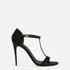 Satin T-bar sandals