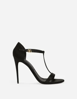 Satin T-bar sandals