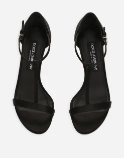 Satin T-bar sandals