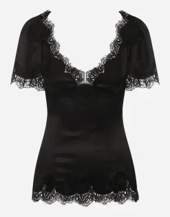 Satin top with lace details
