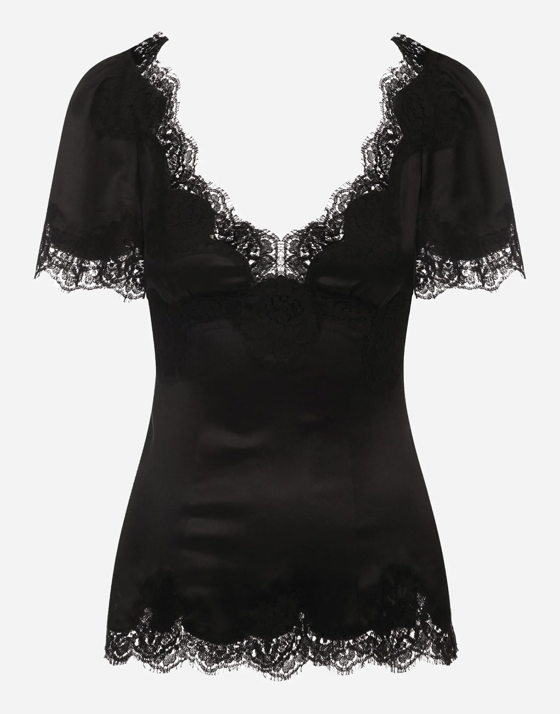 Satin top with lace details