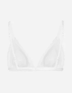 Satin triangle bra with lace detailing