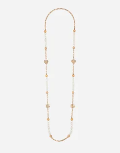 Sautoir chain with DG-logo beads and hearts