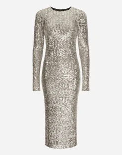 Sequined calf-length dress