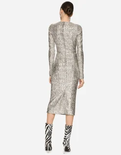 Sequined calf-length dress