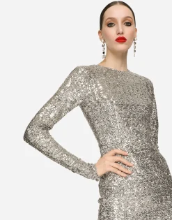 Sequined calf-length dress