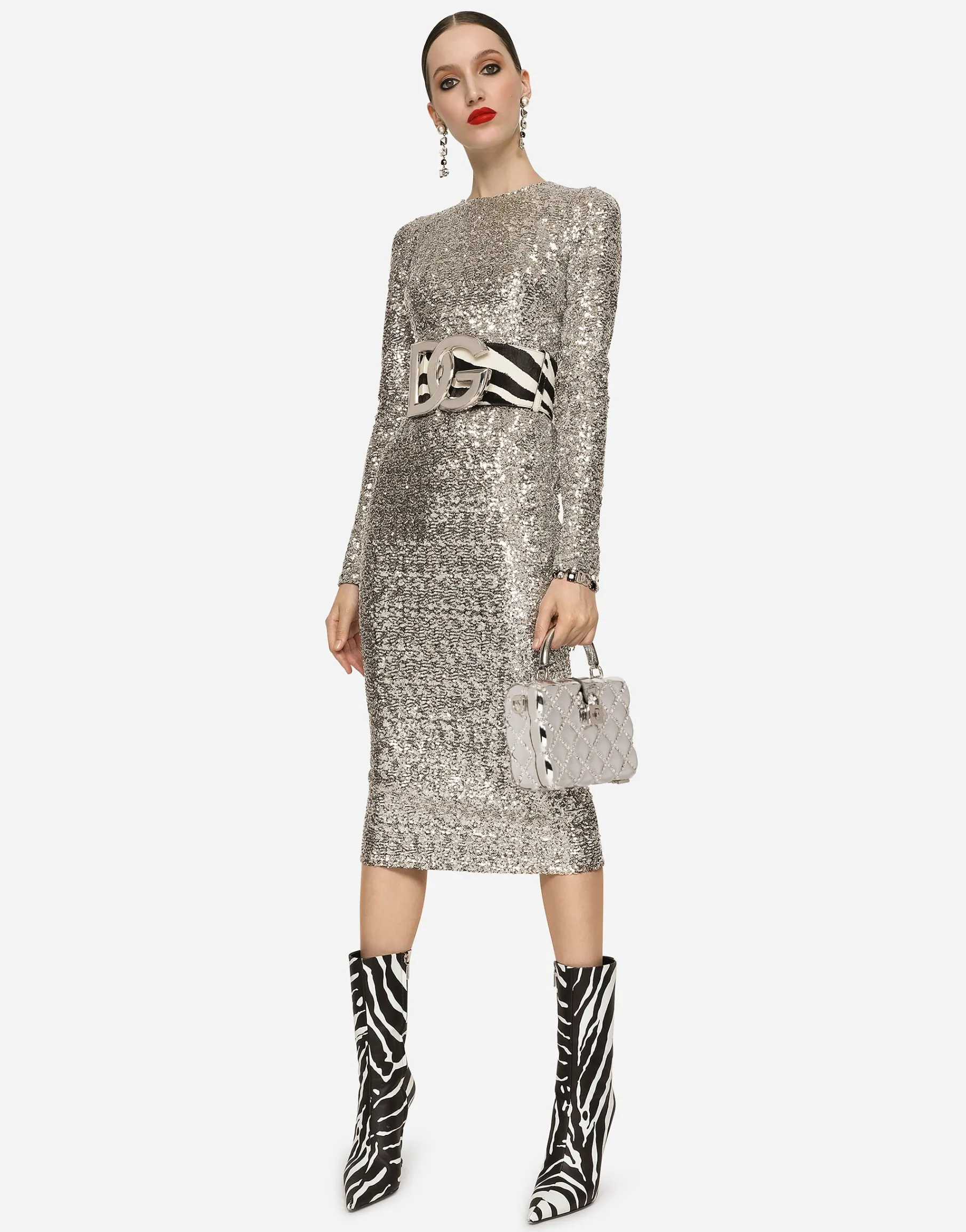 Sequined calf-length dress