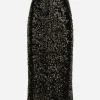 Sequined calf-length skirt
