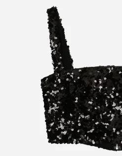 Sequined crop top with straps