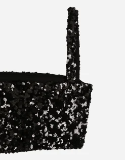 Sequined crop top with straps