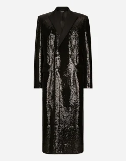 Sequined double-breasted coat