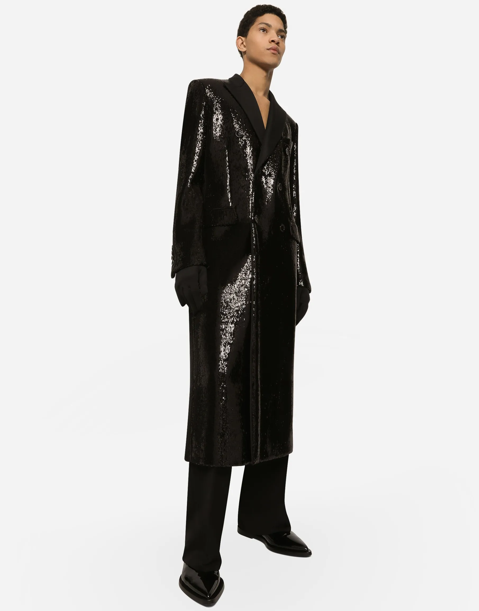 Sequined double-breasted coat