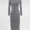 Sequined draped calf-length dress