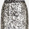 Sequined miniskirt with branded elastic