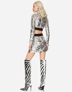 Sequined miniskirt with branded elastic