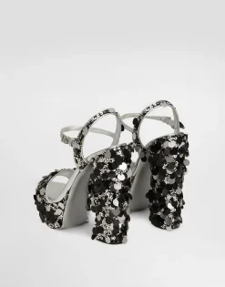 Sequined platform sandals