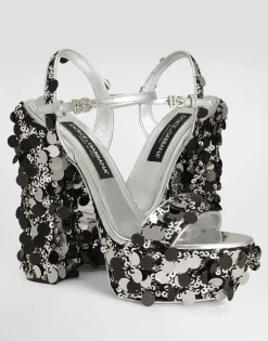 Sequined platform sandals