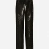 Sequined straight-leg pants