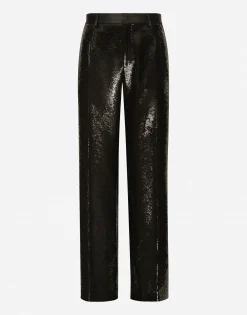 Sequined straight-leg pants