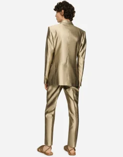 Shantung silk double-breasted Sicilia-fit suit