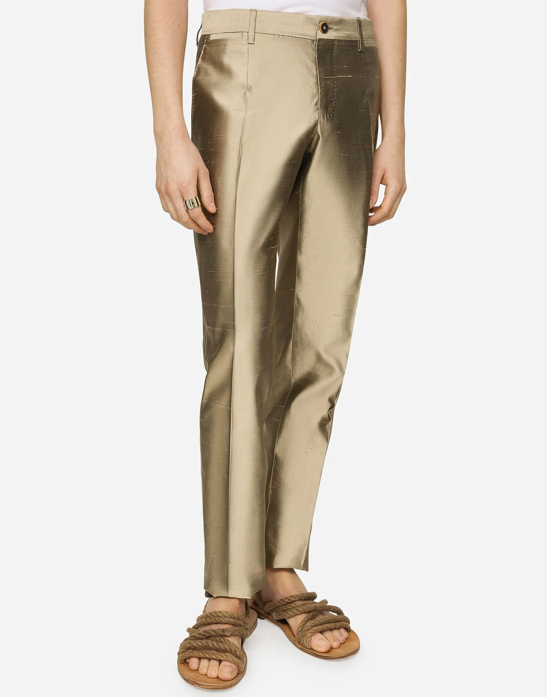 Shantung silk double-breasted Sicilia-fit suit