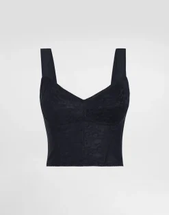 Shaper corset bustier top in jacquard and lace