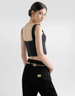 Shaper corset bustier top in jacquard and lace