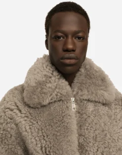 Shearling jacket with hood