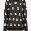 Sheer sweater with all-over DG logo
