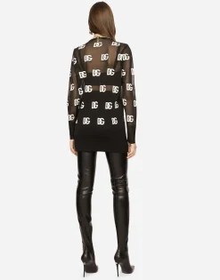 Sheer sweater with all-over DG logo