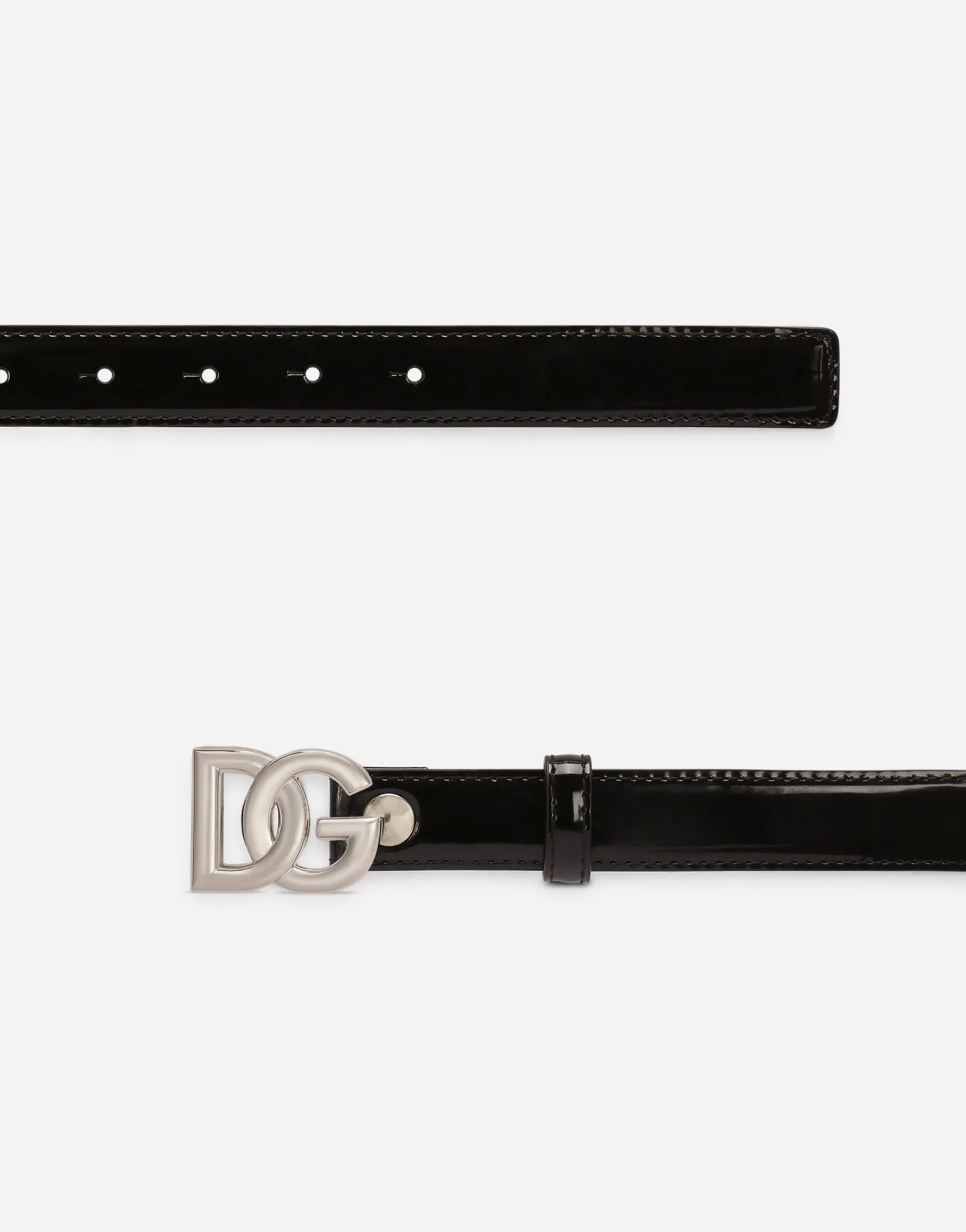 Shiny calfskin belt with DG logo