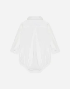 Shirt bodysuit in stretch poplin