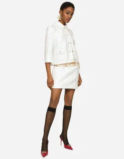 Short brocade skirt with DG logo